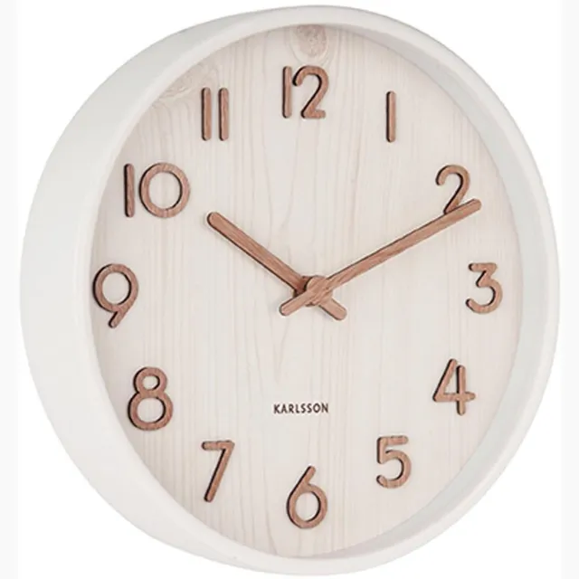 Karlsson Wandklok Pure - Wit lindehout - Small - Ø22cm - Scandinavisch
