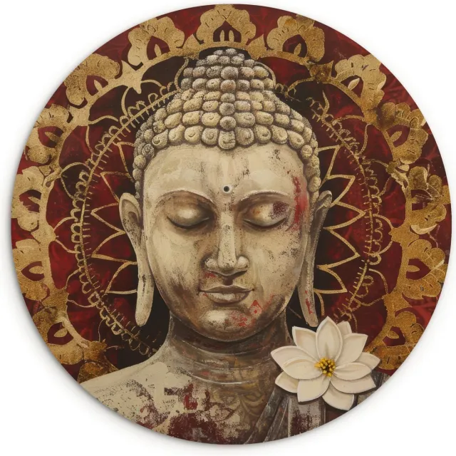 WallCircle Wandcirkel 150x150 cm - Muurcirkel Boeddha - Mandala - Bloem - Zen - Lotus - Geloof - Muurdecoratie woonkamer - Wanddecoratie slaapkamer - Kamer decoratie accessoires - Ronde schilderijen - Woonaccessoires binnen cirkel