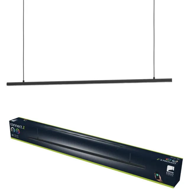 Eglo Flatron-Z Hanglamp - 100,5 cm - Zwart - Instelbaar RGB & wit licht - Dimbaar - Zigbee