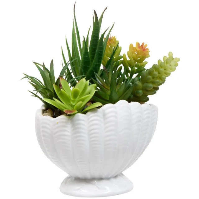 Atmosphera Créateur d'intérieur® Kunstplant met schelpenpot OCEA Blanc