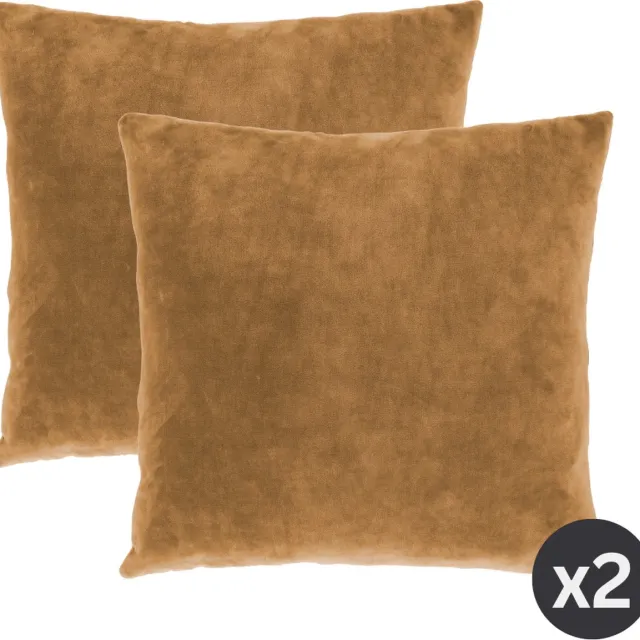 Tiseco Home Studio - Kussen (gevuld) MARSHMALLOW - SET/2 - polyester - teddyvulling - super zacht - Vierkant - 45x45 cm - Indiantan INDIAN TAN