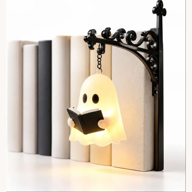 VHV Boekensteun metaal - Bibliotheeklantaarn - Decoratieve boekenplankverlichting - Boekenkast leeslampjes voor boekenwurmen - Boekenlegger - Antieke LED-boekenhoeklamp - Uniek cadeau voor boekenliefhebbers Zwart