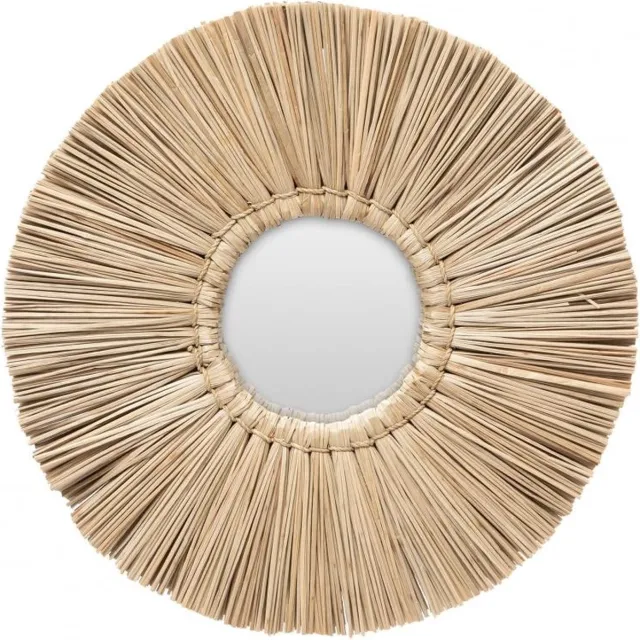 PS-Collection De Alang Alang Spiegel - ø35cm - Naturel - spiegel goud, wandspiegel, wandspiegel rechthoek, wandspiegel industrieel, wandspiegel zwart, wandspiegel rond, wandspiegels woonkamer, decoratiespiegel, spiegel rond Bruin