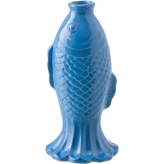 J-Line vaas Soliflore Vis Lang - steengoed - blauw