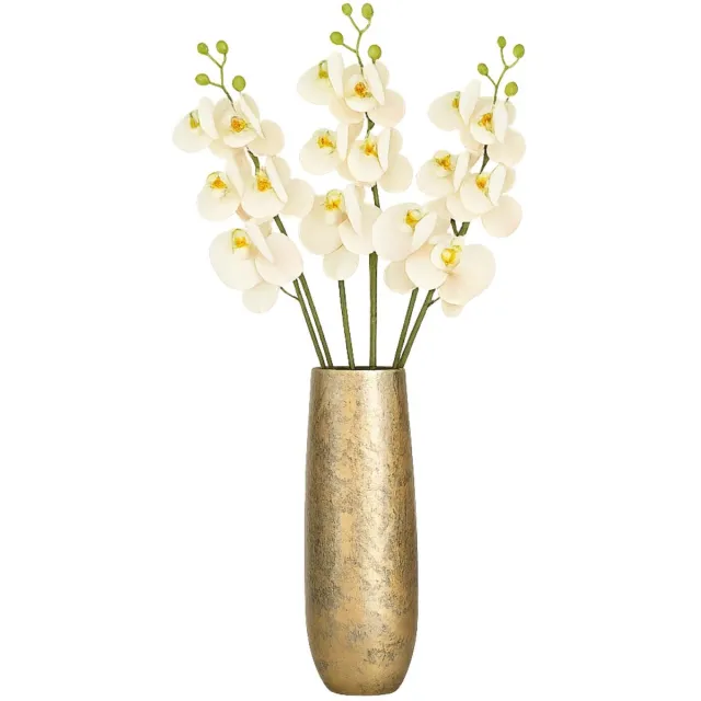 Bellatio Design Kunstbloem Orchidee Bora - 4x - wit - 58 cm - losse steel - kunst zijdebloemen - Phalaenopsis