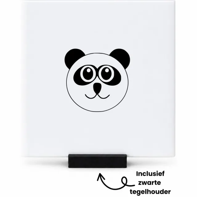 Hacebo Panda tegeltje met tegelhouder - Panda - Panda liefhebber - tegeltjes met tekst - Panda speelgoed - Cadeau - Dieren - spreuktegels - 10.8x10.8 CM Wit