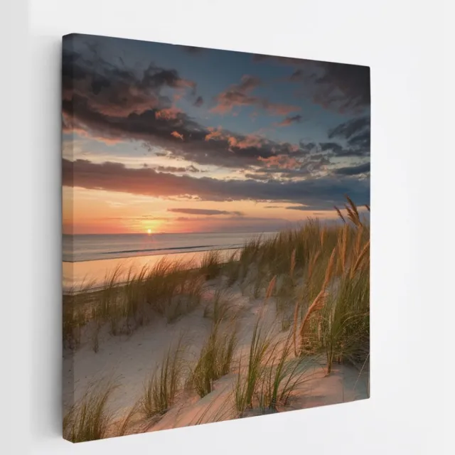 Saammp Canvas Schilderij - Strand - Zee - 60x60 - Foto op canvas - Wanddecoratie - muurdecoratie Woonkamer - Slaapkamer decoratie - Canvas Print Multicolor