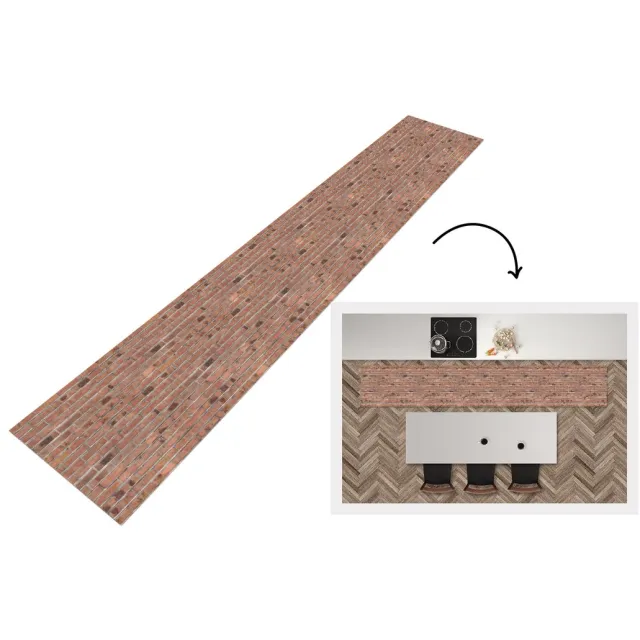 KitchenYeah Keukenloper - Keukenmat - Patroon - Muur - Baksteen - Keuken vloerkleed Multicolor