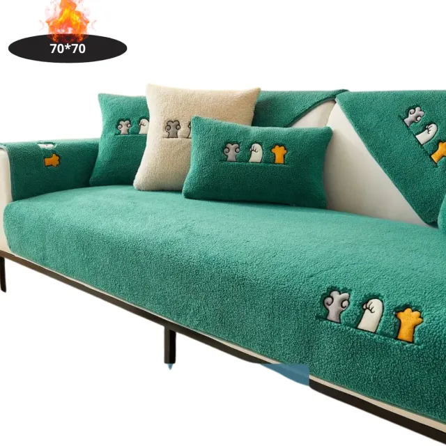 Nivard Bankhoes - Bankbeschermer - Stretch - Sofa Cover - Pluche - Groen - Stoel 70x70