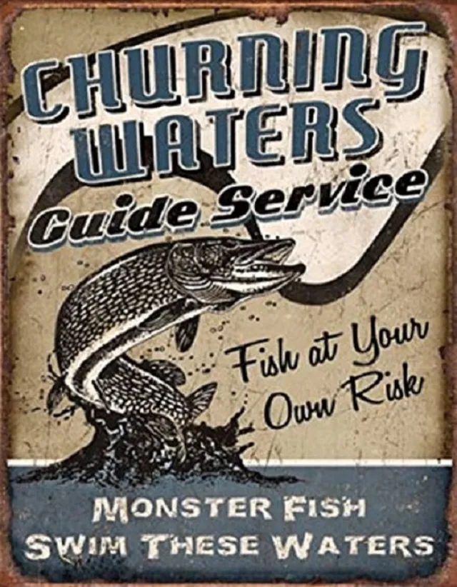 Desperate Enterprises Churning Waters Guide Service. Metalen wandbord 31,5 x 40,5 cm. Meerkleurig