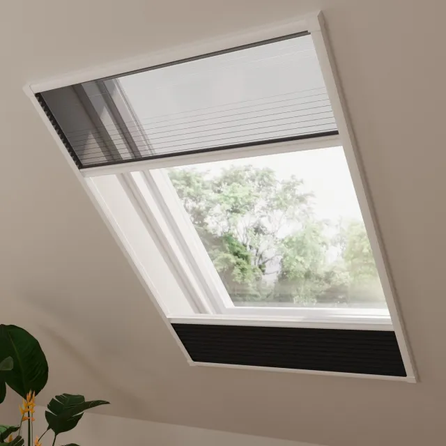 DTCH Dakraam hor plissegordijn Multi - Verduisterend - Black - 100 x 160 Zwart