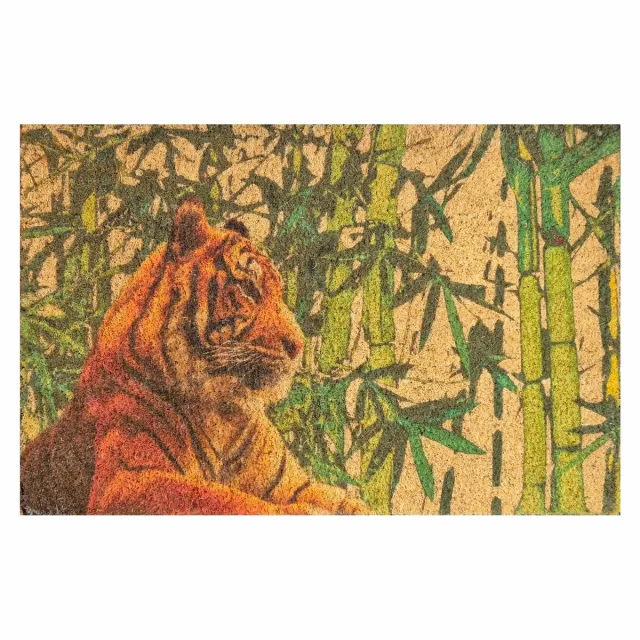 FLOOR GARDENS Deurmat Kokosnoot met tijgerprint - 60x40 cm Groen