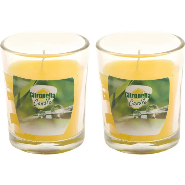 Pro Garden Citronella kaars - 3x - in transparant glas - 5 x 6 cm - citrusgeur Geel