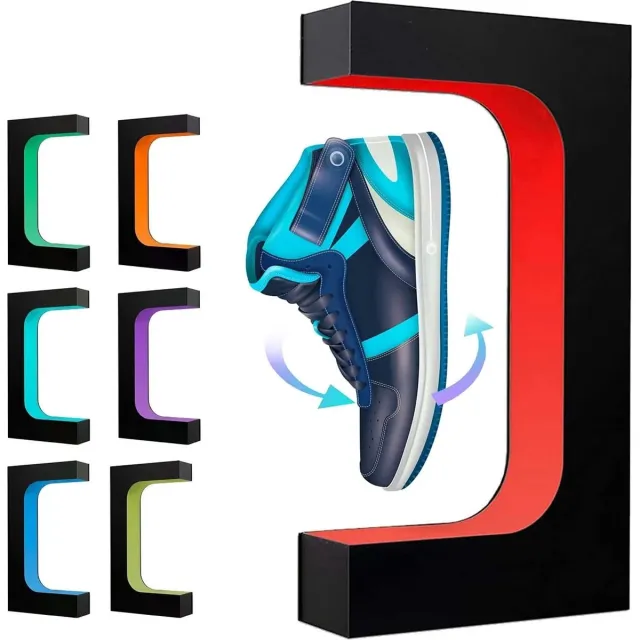 Tumex Sneaker Display Zwevend - Sneaker Accessoires - Schoenenbox - Sneakerbox - 360° Rotatie - Magnetisch - Inclusief LED-Verlichting Zwart