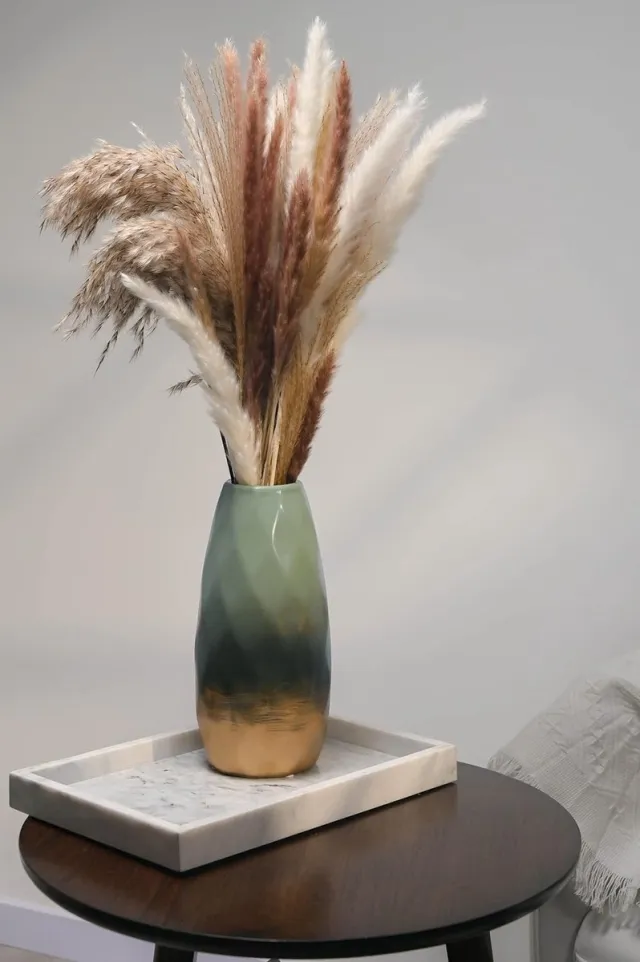 meerklose Groen Goud Keramische Vaas Kleine Bloemenvaas Moderne Kleur Tafel Vaas Bloemen Planten Tafeldecoratie Keramische Vaas Decoratie Tuindecoratie Hoogte 23cmØ 10cm (Groen & Goud)