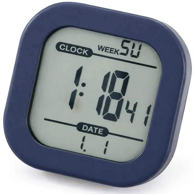 SWGOTA Digitale wekker met LCD, weekdag- en datumweergave - compact en dun model met verstelbare standaard - ijsblauw