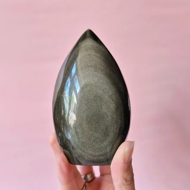Moonlight Gemstones Edelsteen Golden Obsidian Flame – Kracht, Inzicht & Bescherming (7–9 cm) Meerkleurig