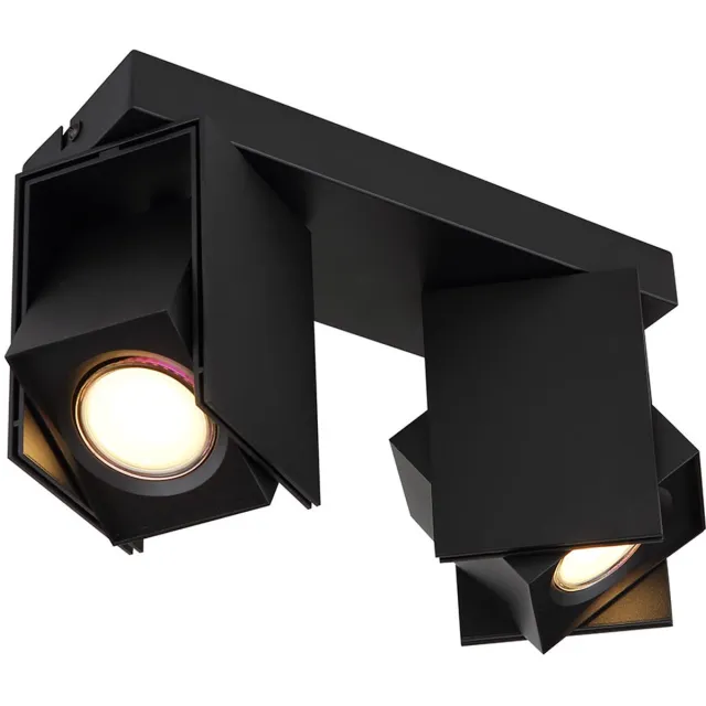 Globo Plafondlamp spot verplaatsbare spot woonkamer plafondspot zwart, aluminium, 2x GU10 stopcontacten, LxBxH 25,6x8,4x15,7 cm