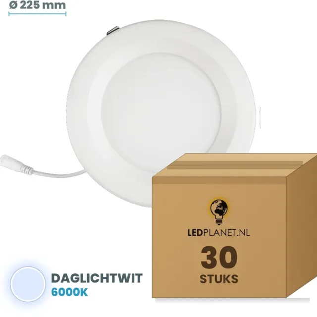 Tsong LED downlight 30W - 30 stuks - Daglichtwit 6000K - 3.000 lm - Ø225mm - zaagmaat Ø200mm - 120° - IP20 - CRI80 - 230V