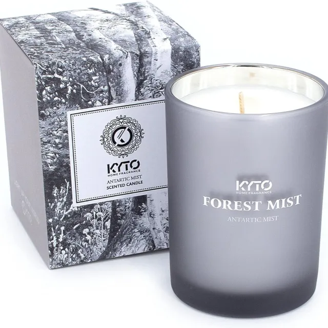 Kyto geurkaars Waldnebel Antarctic Mist mistig grijs, 45 uur brandtijd – ontspanning, cadeau en woondecoratie, geur: aqua & limoen Antartic Mist