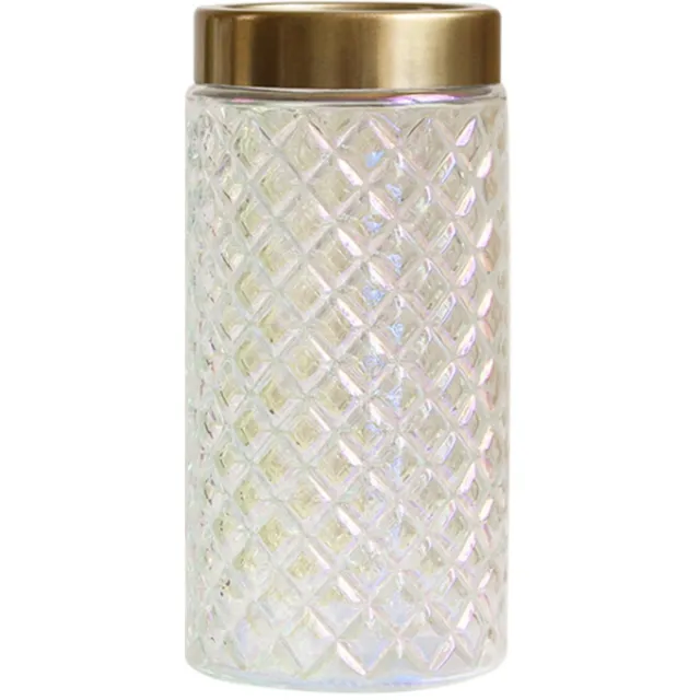 QUVIO Vaas met gouden rand - Transparant glas - 11 x 22 cm