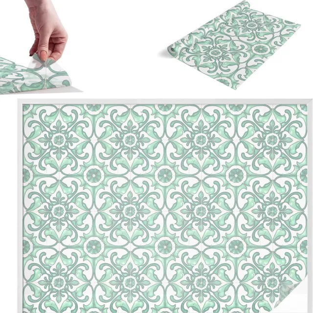 TULUP Raamfolie Anti inkijk - Groene symmetrie Melkglas Folie - 200x146 cm - Groente Anti inkijk Raamfolie Glas in Lood - Zonwerende Raamfolie - Voor de badkamer, keuken en hal. - Privacy Folie Raam Glas in Lood Groente - Groene symmetrie