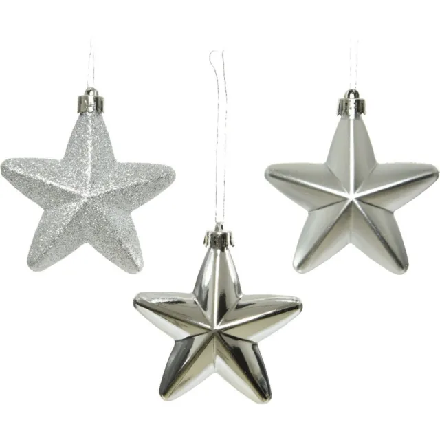 Decoris Kerstboom decoratie sterren zilver 6 stuks 7 cm