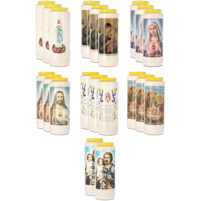 Kristen Noveenkaars 9 Dagen Wit – Kaarsen – 20 Stuks – Herdenkingslicht – Grafkaars – Brandduur 216 Uur – Voor Binnen en Buiten
