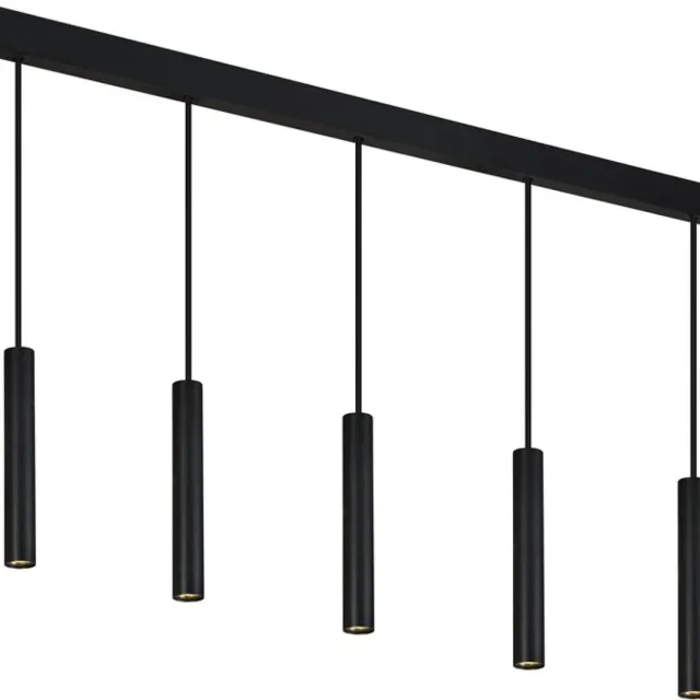 Fantasia Lopal LED hanglamp, zwart, 5-lichts, 5x 4,5W COB LED dimbaar, 2700K warm wit licht