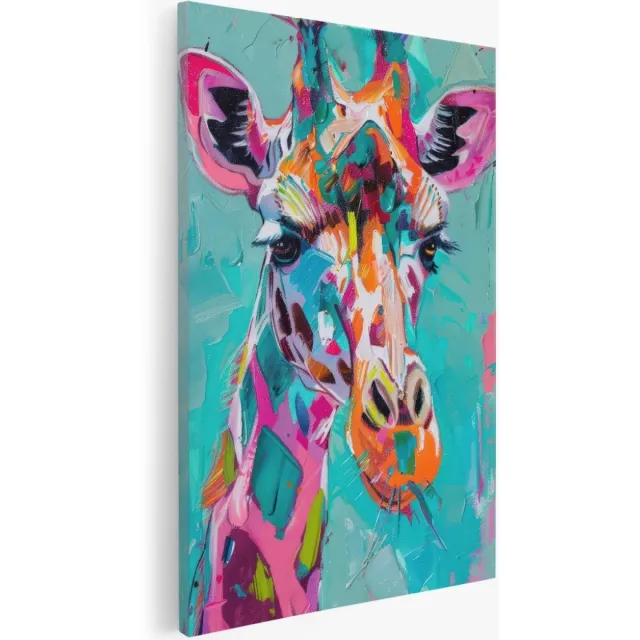 Saammp Canvas Schilderij - giraffe waterverf - Abstract - Dieren - 20x30 - Foto op canvas - Wanddecoratie - Muurdecoratie Woonkamer - Slaapkamer decoratie - Canvas Print Multicolor