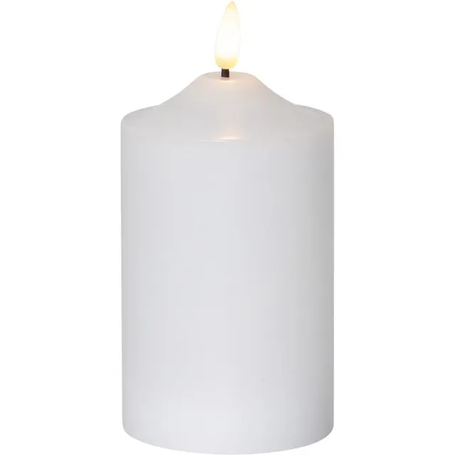 Star Trading kaarsvlam, zuilkaars, decoratie, wit, LED, timer, warm wit, 15 cm