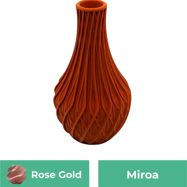 Lovora Miroa design vaas – Decoratieve vaas - Rose Gold - 3d geprinte vaas – geschikt voor droogbloemen - 25CM