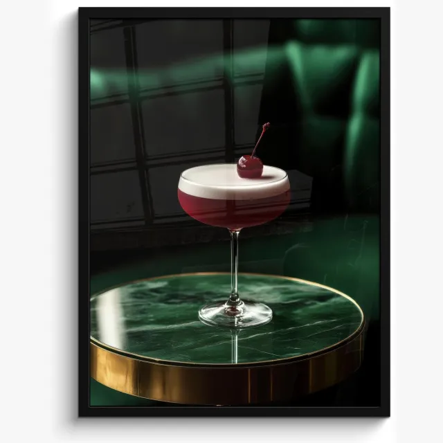FrameYourWall Fotolijst inclusief poster - Posterlijst 50x70 cm - Posters - Kers - Cocktail - Rood - Marmer - Foto in lijst - Keuken decoratie muur - Wanddecoratie accessoires - Muurdecoratie - Schilderijen