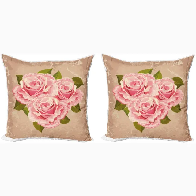 ABAKUHAUS roze kussenhoes – 2x40x40 cm, dubbelzijdig digitaal bedrukt, rits Tan Pale Pink Grün