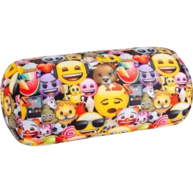 House of Healthbrands Kuschelmaxx Rolkussen - Sierkussen Rond Cilinder 17 x 33 cm - Emoji-design - Stevig en zacht - Mooie print - Gevuld met microgranulaat - Vormvast & Wasbaar - Ideaal voor op de bank, bed, auto of op reis - Inclusief Wasnet Geel