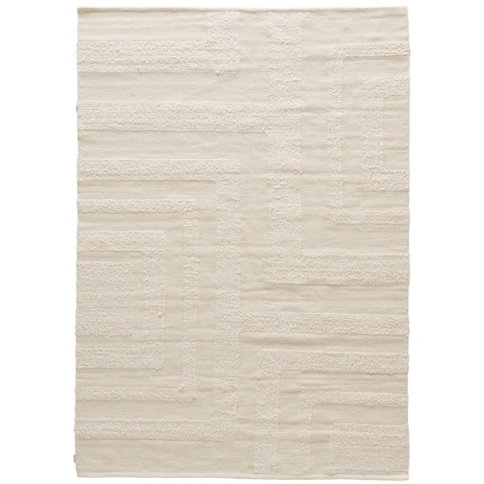 NOUS Living Erno wollen vloerkleed zand zand/off white