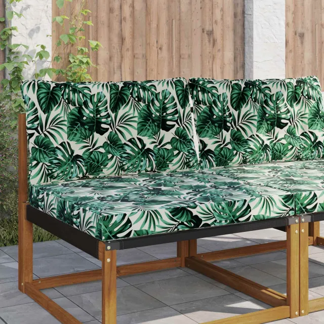 vidaXL Buiten bankkussen Stof Bladpatroon 80 x 68,5 cm Bladpatroon Wit
