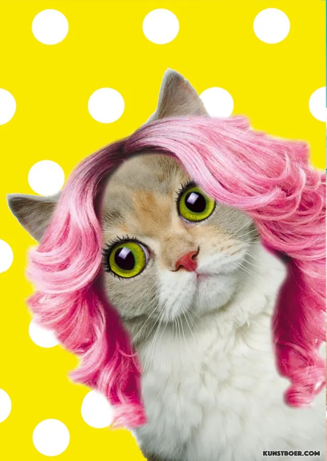 Kunstboer Poster Happy Cat Poezenposter geel