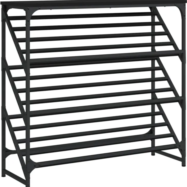 vidaXL Schoenenrek - 90x30x85 - cm - bewerkt - hout - zwart