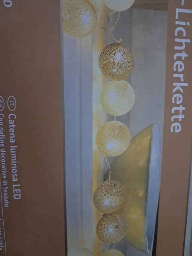 MELINERA LED Lichtslinger Lichtsnoer Bollen licht - Beige, Grijs, licht bruin - Lengte 2.6m