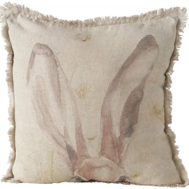Boltze Home Decoratief kussen met franjes KONIJN, linnen, 45 x 45 cm Beige
