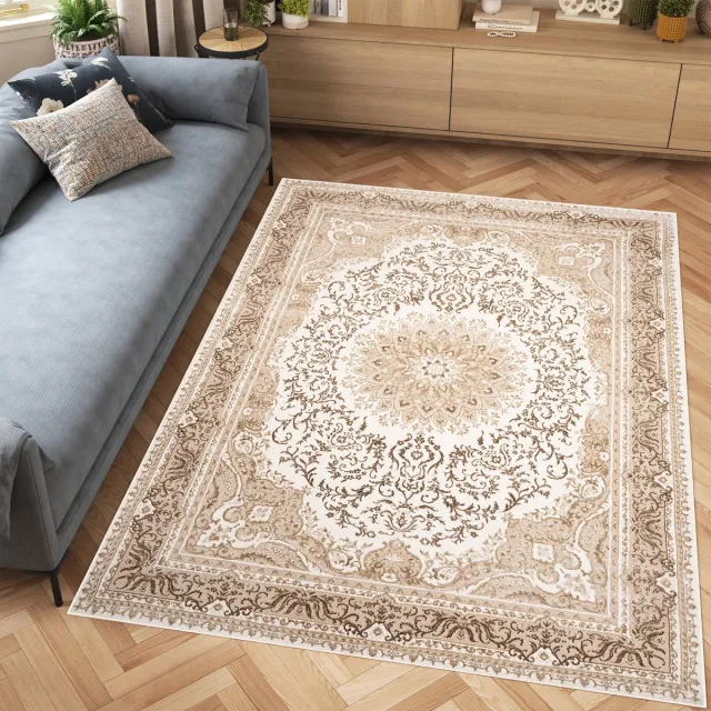 Tapiso Hera Vloerkleed Beige Vintage Woonkamer Oosters Tapijt Maat- 160x230 Creme