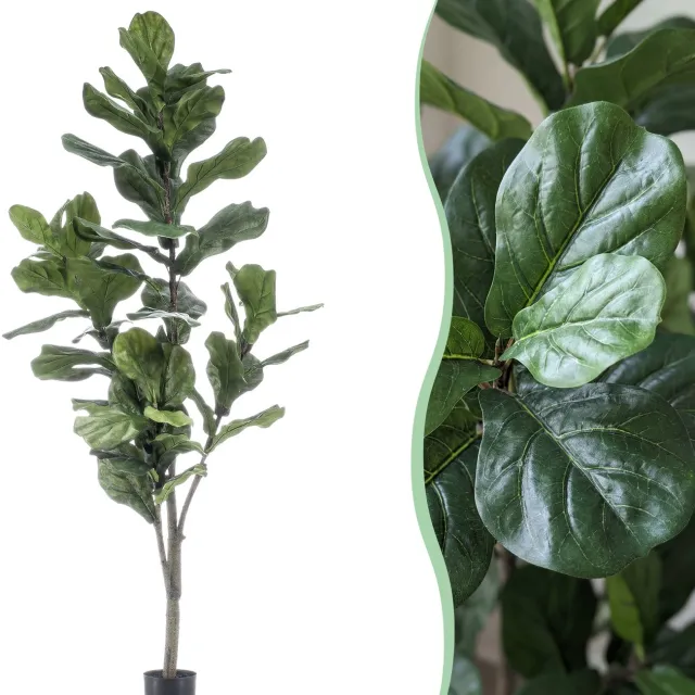 Green Boutiq kunstplant - Ficus Lyrata - Tabaksplant - 150cm Bruin