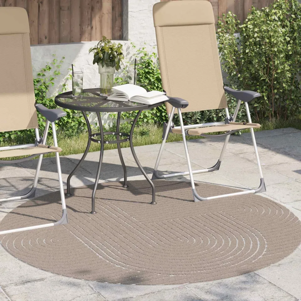 vidaXL Binnen- en buitentapijt PALMERAS Beige Ø 120 CM Polyester, foto 3