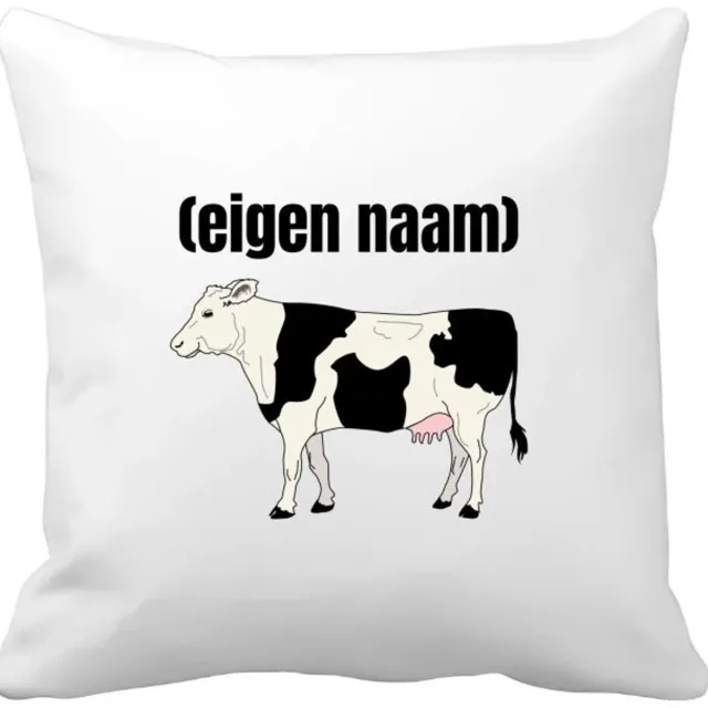 Akyol koe met eigen naam Kussen hoes - Koe - boeren/koeien liefhebbers - iemand die houdt van koeien - verjaardag - cadeau - kado - geschenk - 40 bij 40 cm Multicolor