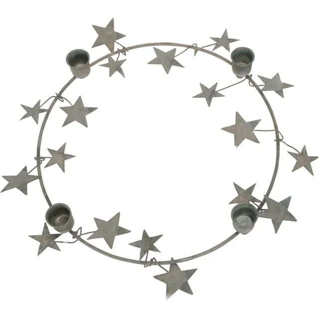 posiwio kaarsenhouder met sterren/advent/krans/4 kaarsen/posiwio collectie grijs