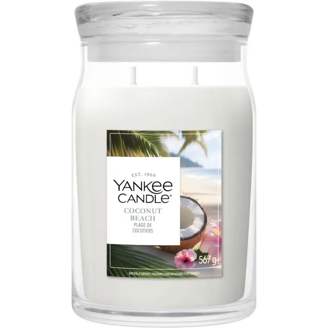 Yankee Candle Coconut Beach Large Jar Geurkaars - 90 branduren - twee lonten Wit