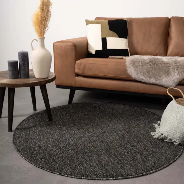 Tapeso Rond vloerkleed - Lush antraciet 160