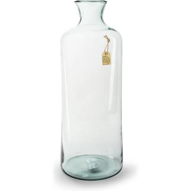 Bellatio Design Hoge Bloemenvaas van gerecycled eco glas 19 x 53 cm Transparant
