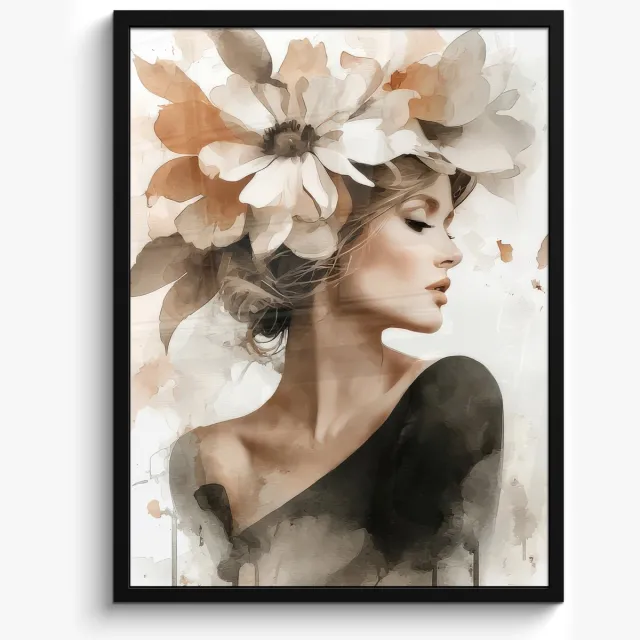 FrameYourWall Poster in lijst - Fotolijst 60x80 cm - Posters - Bloesem - Portret - Gezicht - Posterlijst zwart - Decoratie - Wanddecoratie woonkamer - Muurdecoratie slaapkamer